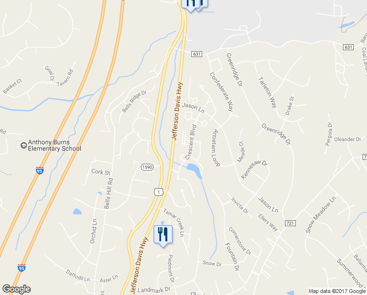 map of restaurants, bars, coffee shops, grocery stores, and more near 504 Pilot Knob Loop in Stafford