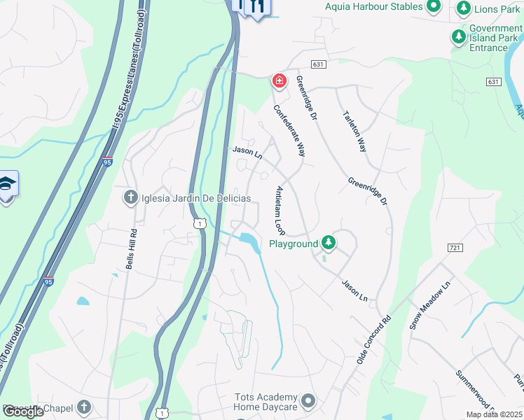 map of restaurants, bars, coffee shops, grocery stores, and more near 300 Gettysburg Court in Stafford