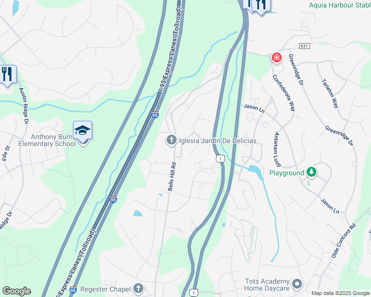 map of restaurants, bars, coffee shops, grocery stores, and more near 401 Fair Oaks Avenue in Stafford