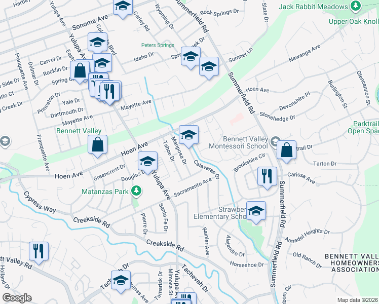 map of restaurants, bars, coffee shops, grocery stores, and more near in Santa Rosa