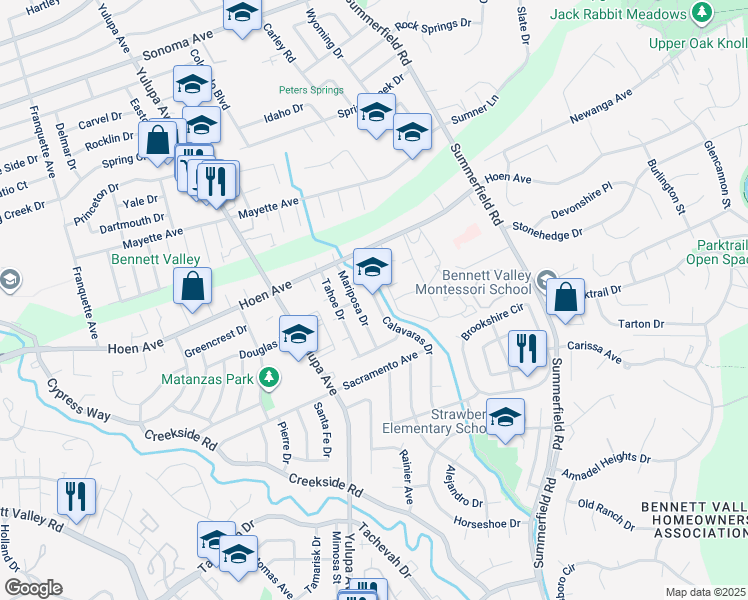 map of restaurants, bars, coffee shops, grocery stores, and more near in Santa Rosa