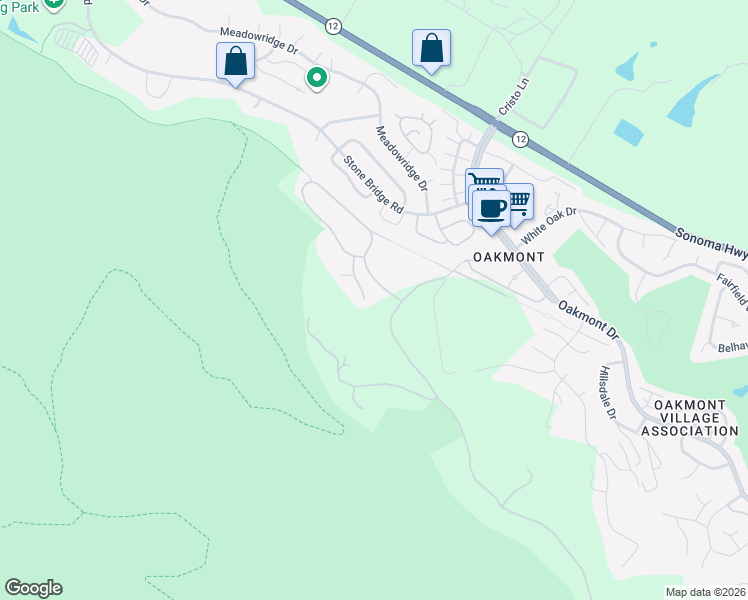 map of restaurants, bars, coffee shops, grocery stores, and more near 6416 Timber Springs Court in Santa Rosa
