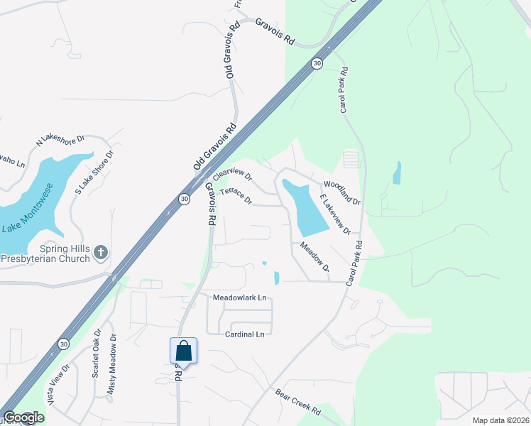 map of restaurants, bars, coffee shops, grocery stores, and more near 5954 Terrace Drive in Jefferson County