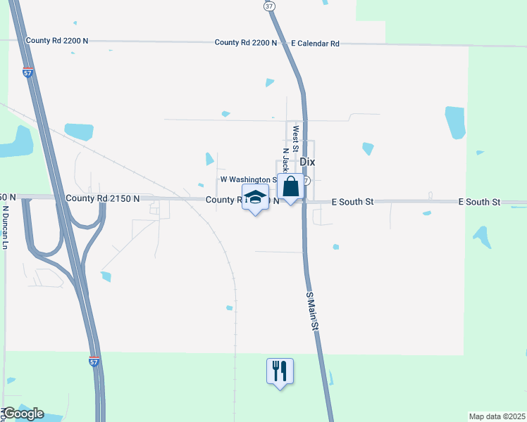 map of restaurants, bars, coffee shops, grocery stores, and more near 233 Dix-Irving Road in Dix