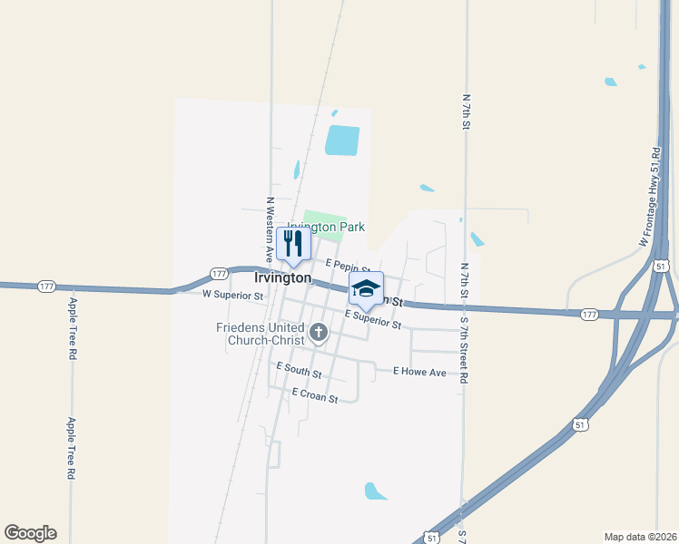 map of restaurants, bars, coffee shops, grocery stores, and more near in Irvington