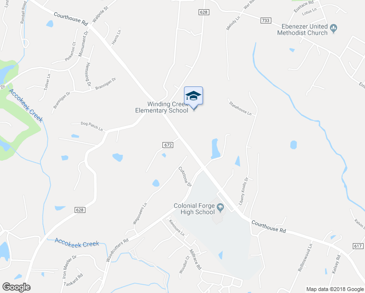 map of restaurants, bars, coffee shops, grocery stores, and more near 466 Courthouse Road in Stafford