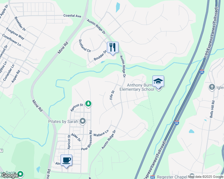 map of restaurants, bars, coffee shops, grocery stores, and more near 25 Fife Street in Stafford
