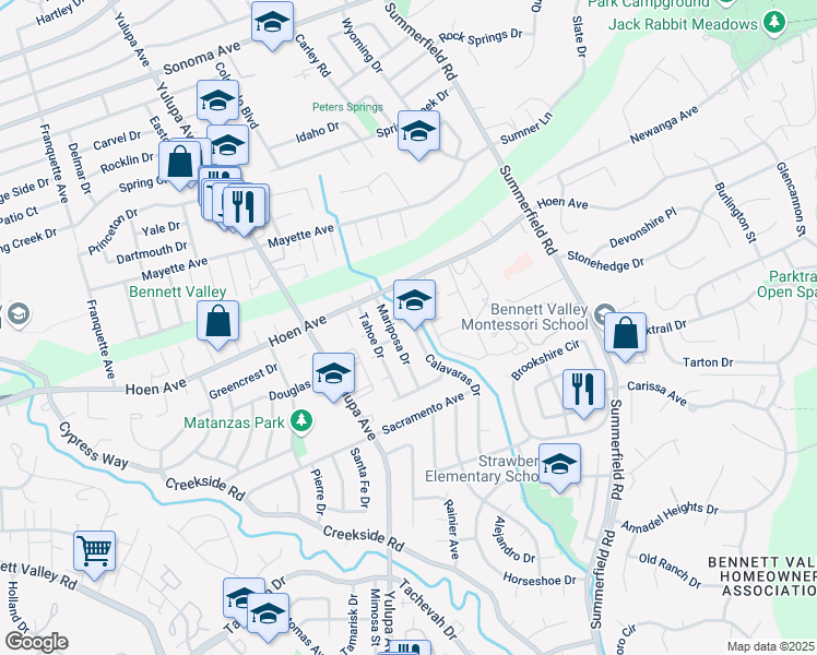 map of restaurants, bars, coffee shops, grocery stores, and more near in Santa Rosa
