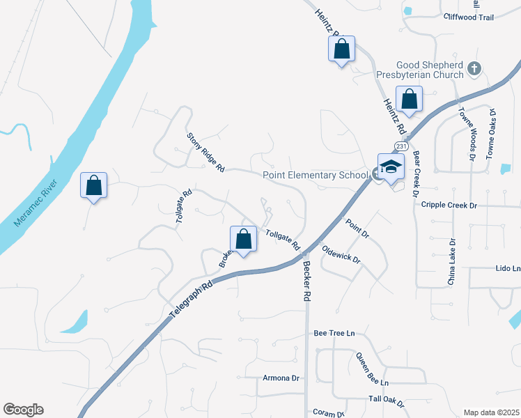 map of restaurants, bars, coffee shops, grocery stores, and more near 6815 Cottage Grove Lane in St. Louis