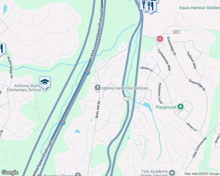 map of restaurants, bars, coffee shops, grocery stores, and more near 109 Stoney Brook Court in Stafford