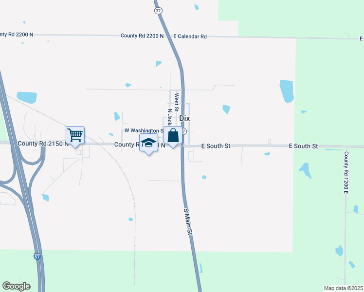 map of restaurants, bars, coffee shops, grocery stores, and more near 99 W South St in Dix