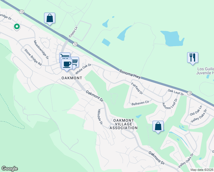 map of restaurants, bars, coffee shops, grocery stores, and more near 209 Rockgreen Place in Santa Rosa