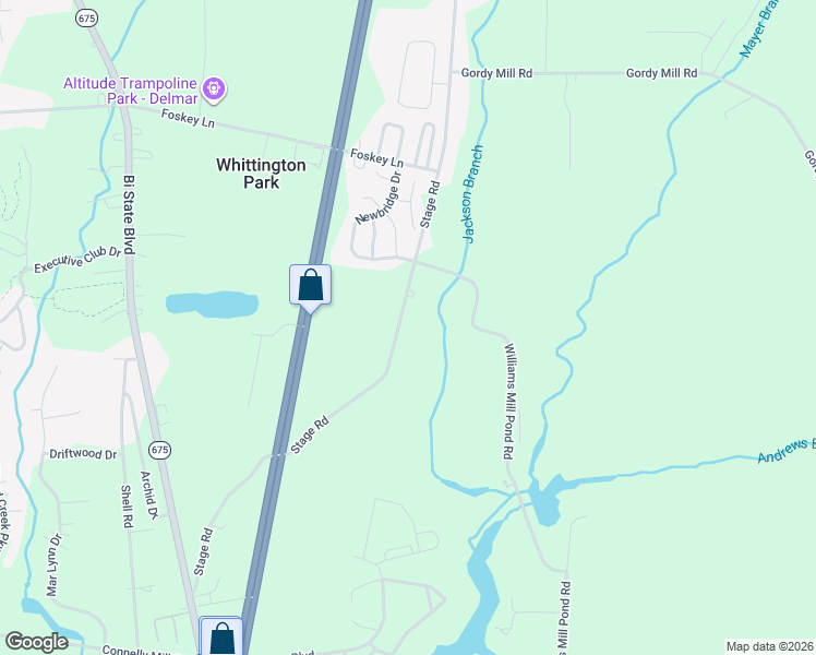 map of restaurants, bars, coffee shops, grocery stores, and more near 9025 Stage Road in Delmar