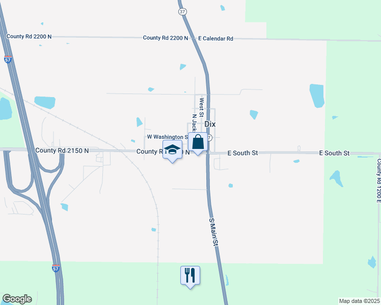 map of restaurants, bars, coffee shops, grocery stores, and more near 233 Dix-Irving Road in Dix