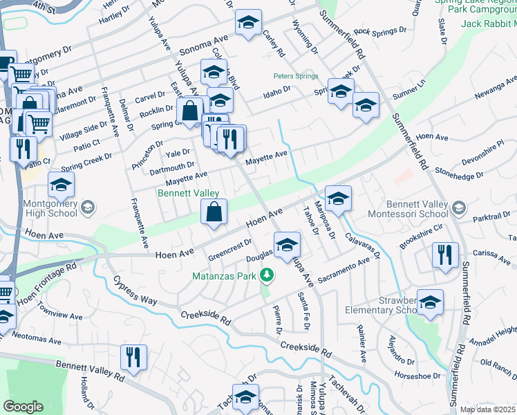 map of restaurants, bars, coffee shops, grocery stores, and more near 1317 Yulupa Avenue in Santa Rosa