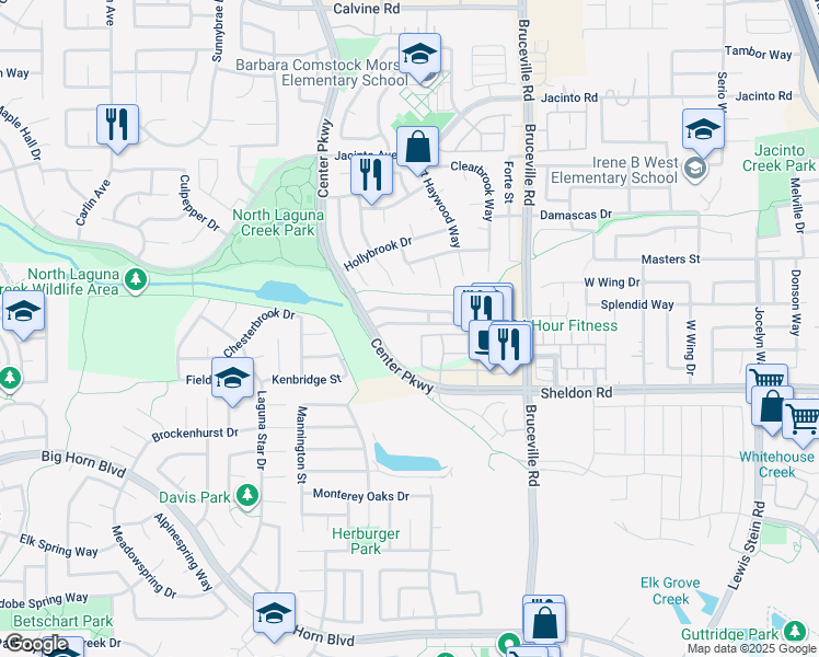 map of restaurants, bars, coffee shops, grocery stores, and more near 6860 Hampton Cove Way in Sacramento