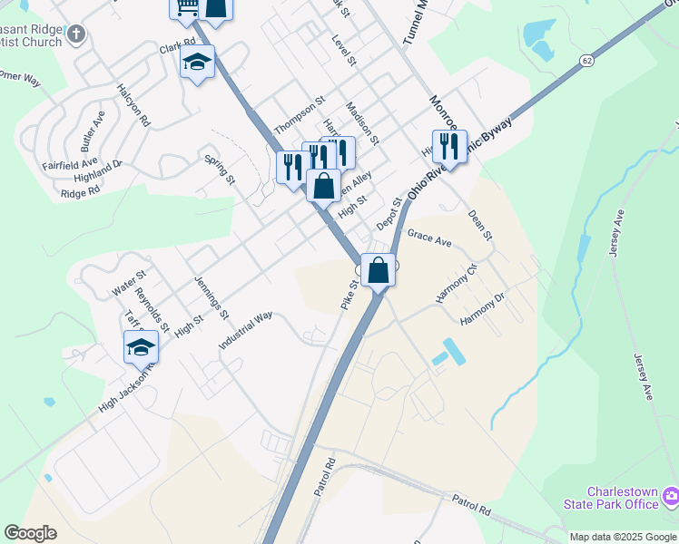 map of restaurants, bars, coffee shops, grocery stores, and more near 123-167 Highway 3 in Charlestown