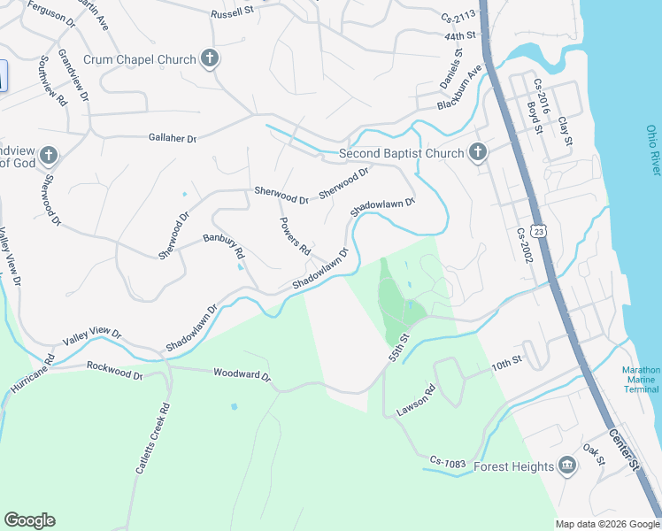 map of restaurants, bars, coffee shops, grocery stores, and more near 3001 Shadowlawn Drive in Ashland