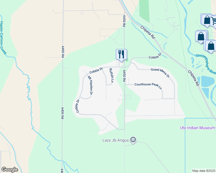 map of restaurants, bars, coffee shops, grocery stores, and more near 3749 Buffalo Lane in Montrose