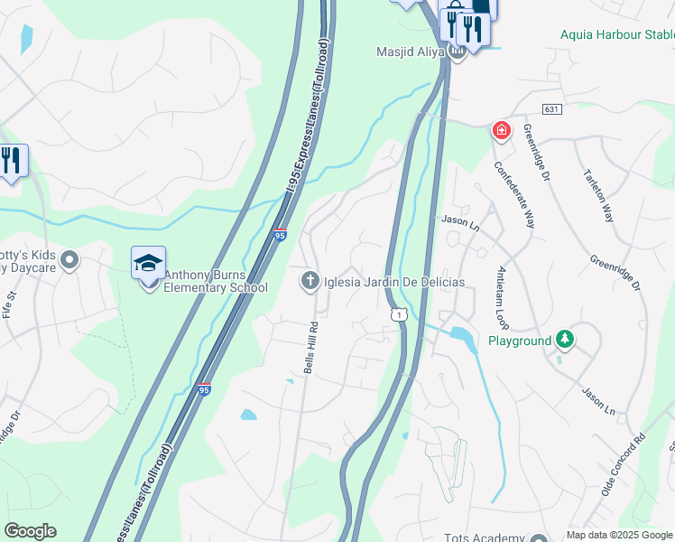 map of restaurants, bars, coffee shops, grocery stores, and more near 110 Fair Oaks Avenue in Stafford
