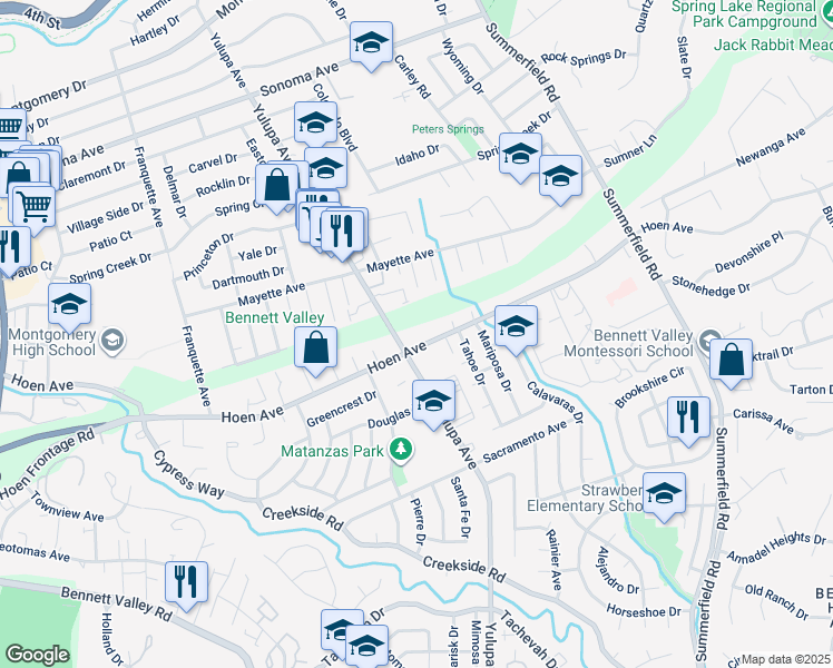 map of restaurants, bars, coffee shops, grocery stores, and more near 4045 Hoen Avenue in Santa Rosa