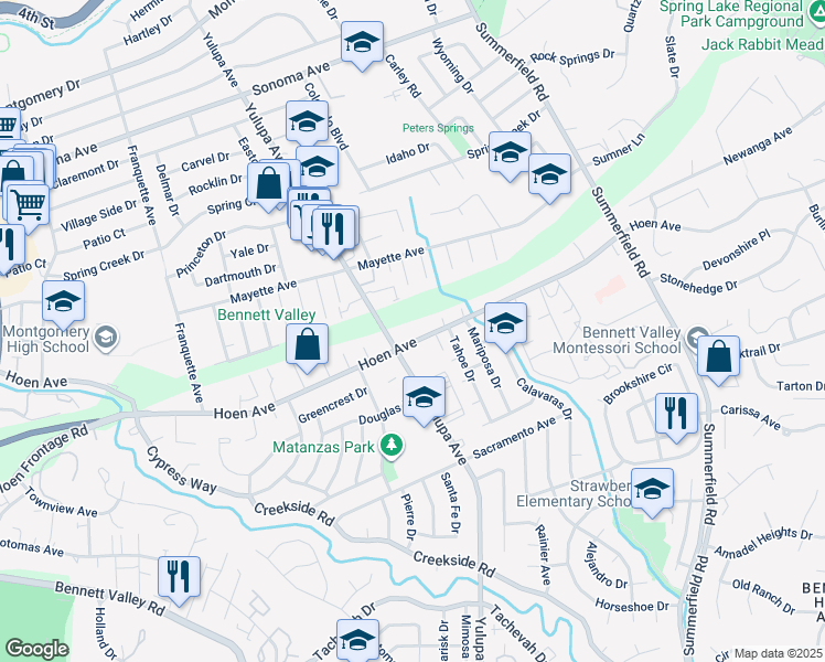 map of restaurants, bars, coffee shops, grocery stores, and more near 4045 Hoen Avenue in Santa Rosa