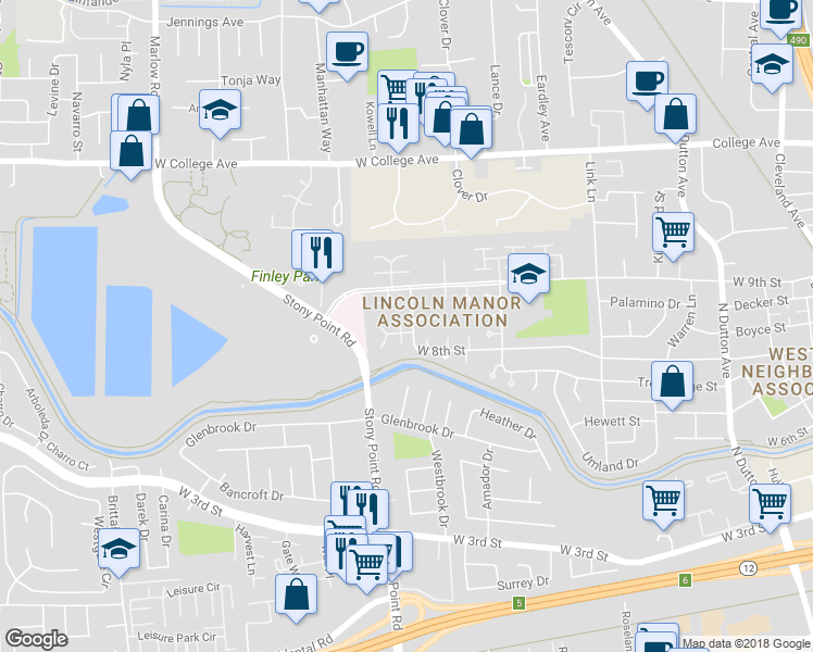map of restaurants, bars, coffee shops, grocery stores, and more near 1001 Damon Court in Santa Rosa