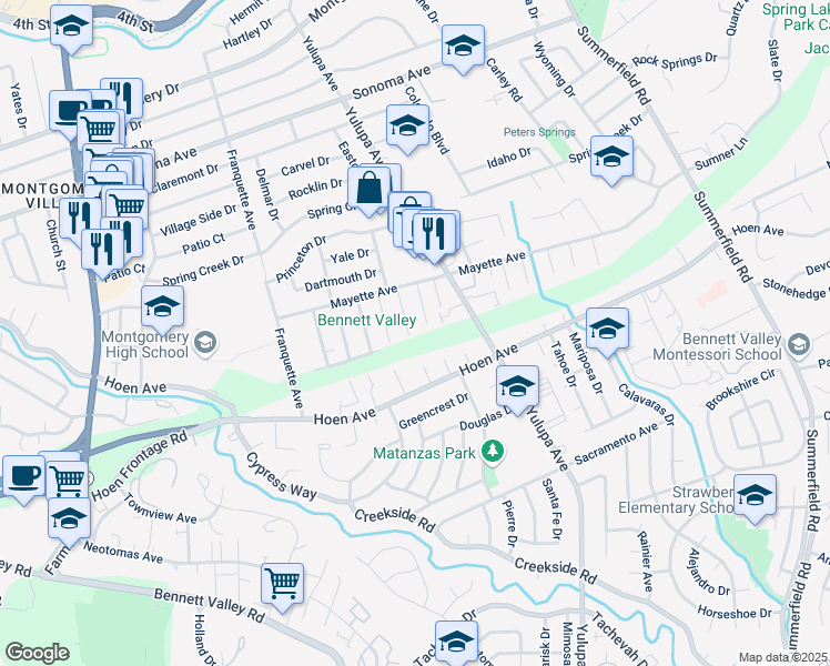 map of restaurants, bars, coffee shops, grocery stores, and more near 1262 Kathy Street in Santa Rosa