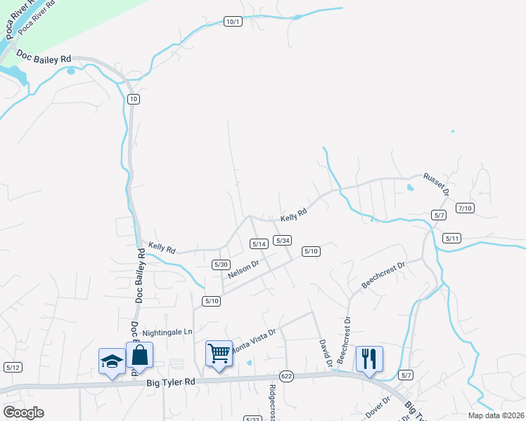 map of restaurants, bars, coffee shops, grocery stores, and more near 5218 Kelly Rd in Charleston