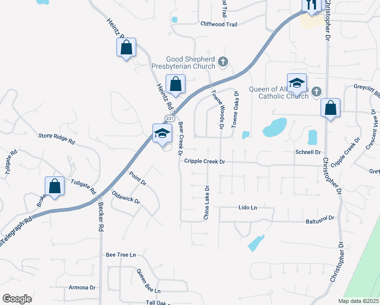 map of restaurants, bars, coffee shops, grocery stores, and more near 2740 Sand Springs Drive in St. Louis