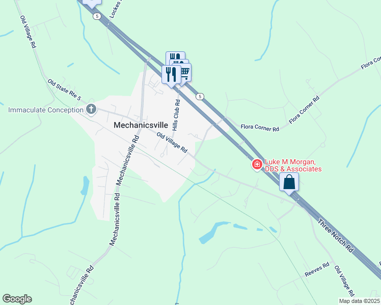 map of restaurants, bars, coffee shops, grocery stores, and more near 28020 Old Village Road in Mechanicsville