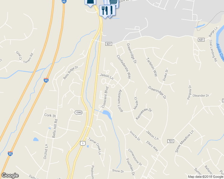 map of restaurants, bars, coffee shops, grocery stores, and more near 202 Malvern Hill Court in Stafford