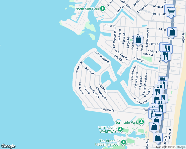 map of restaurants, bars, coffee shops, grocery stores, and more near 706 Bahia Drive in Ocean City