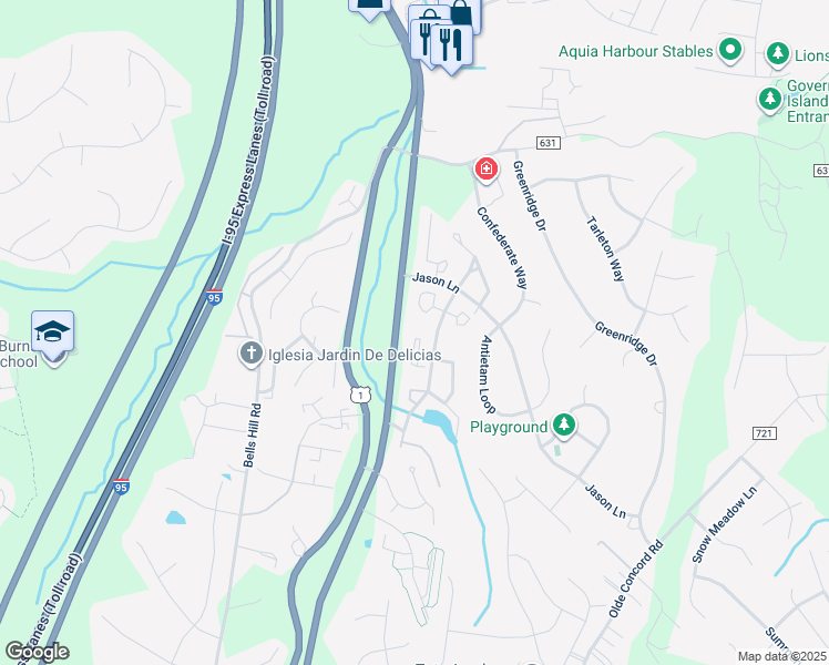 map of restaurants, bars, coffee shops, grocery stores, and more near 206 Pilot Knob Loop in Stafford