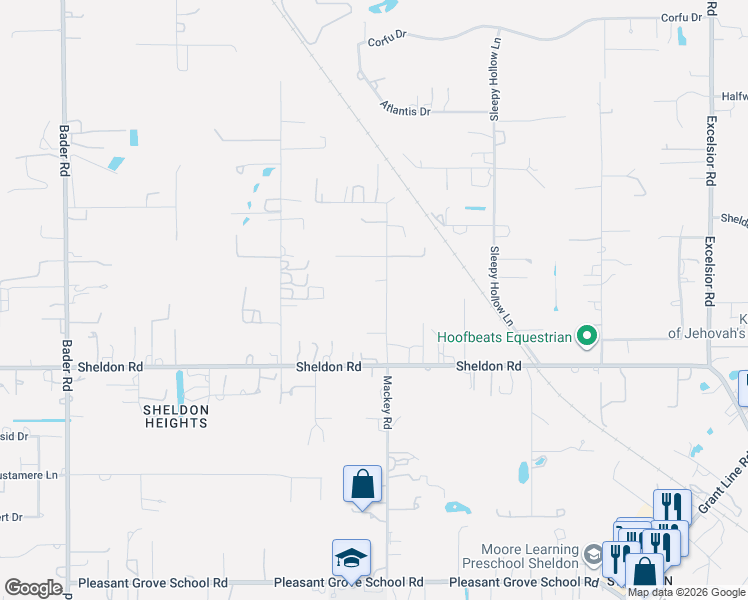 map of restaurants, bars, coffee shops, grocery stores, and more near 8736 Mackey Road in Elk Grove