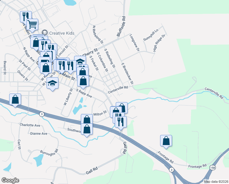 map of restaurants, bars, coffee shops, grocery stores, and more near 526 South Ferkel Street in Columbia