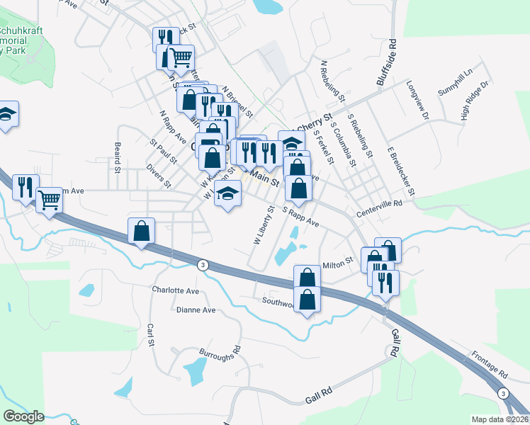 map of restaurants, bars, coffee shops, grocery stores, and more near 213 West Liberty Street in Columbia