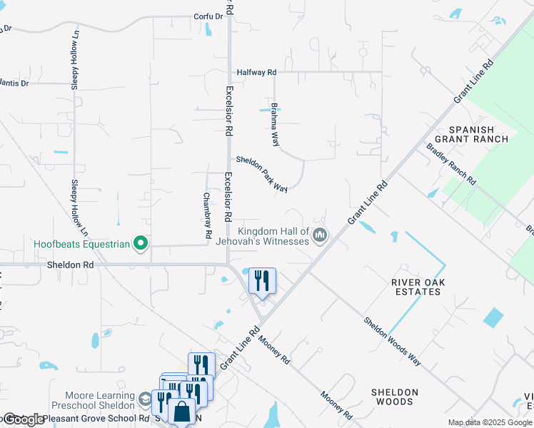 map of restaurants, bars, coffee shops, grocery stores, and more near 10531 Sisters Court in Elk Grove