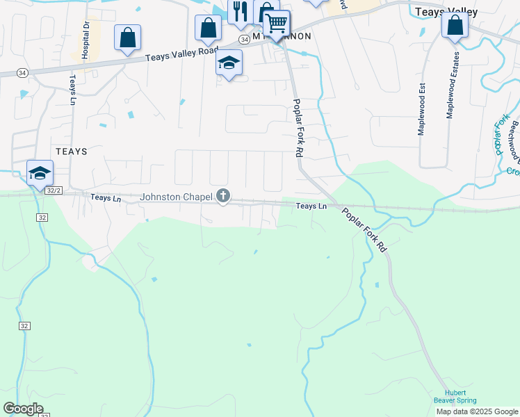 map of restaurants, bars, coffee shops, grocery stores, and more near 1056 Teays Lane in Hurricane