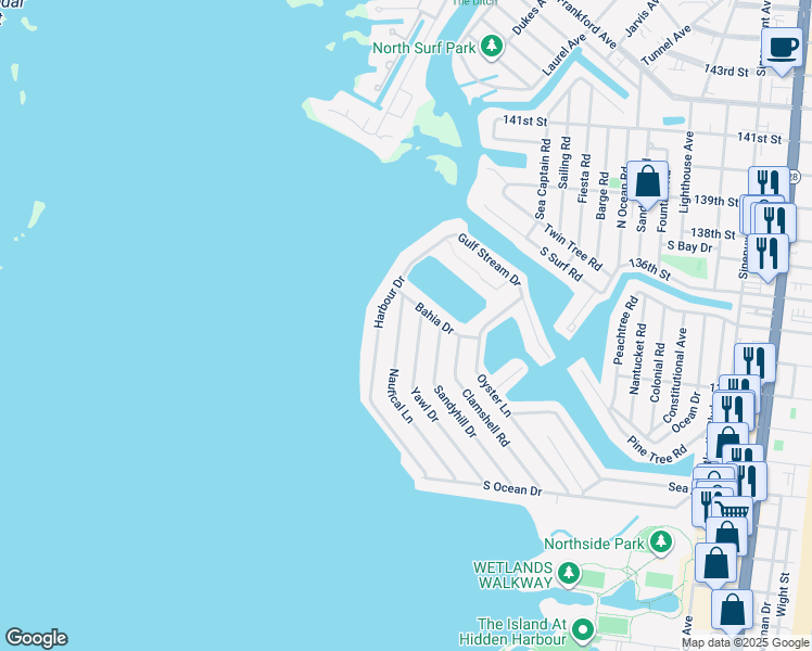 map of restaurants, bars, coffee shops, grocery stores, and more near 512 Nautical Lane in Ocean City