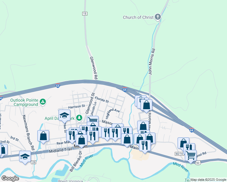 map of restaurants, bars, coffee shops, grocery stores, and more near 1425 Adams Ave in Milton