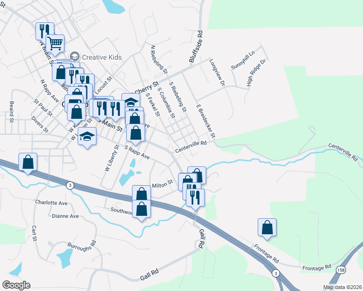 map of restaurants, bars, coffee shops, grocery stores, and more near 526 South Ferkel Street in Columbia