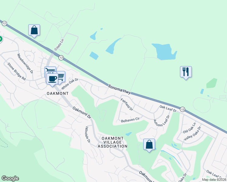map of restaurants, bars, coffee shops, grocery stores, and more near 6737 Wintergreen Court in Santa Rosa
