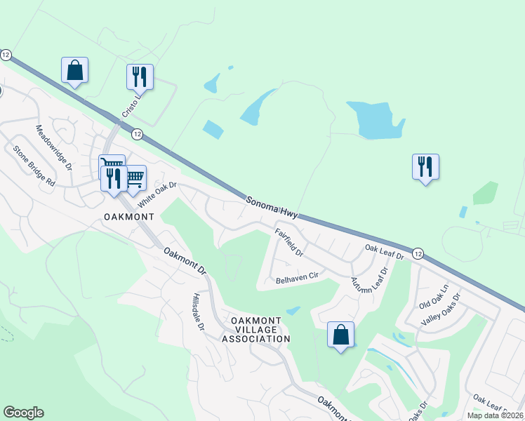 map of restaurants, bars, coffee shops, grocery stores, and more near 6737 Wintergreen Court in Santa Rosa