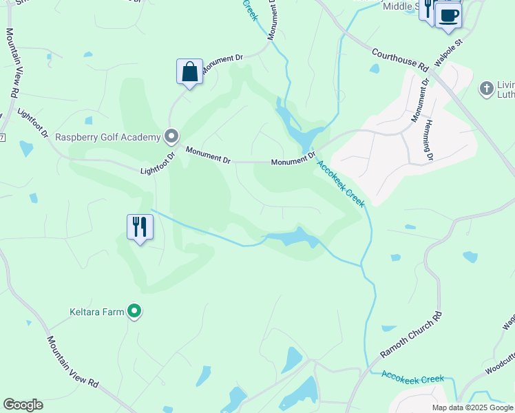 map of restaurants, bars, coffee shops, grocery stores, and more near 18 Muster Drive in Stafford