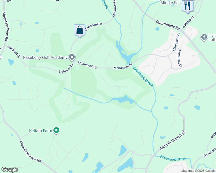 map of restaurants, bars, coffee shops, grocery stores, and more near 18 Muster Drive in Stafford
