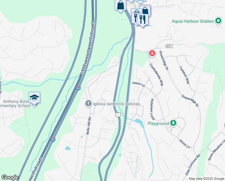 map of restaurants, bars, coffee shops, grocery stores, and more near 807 Twin Brook Lane in Stafford
