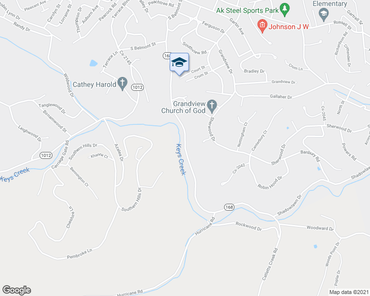 map of restaurants, bars, coffee shops, grocery stores, and more near 4655 Valley View Drive in Ashland