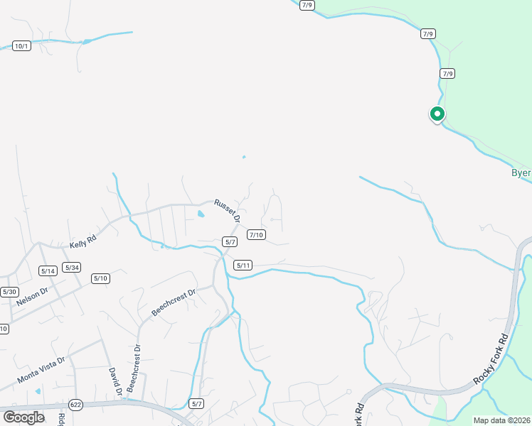 map of restaurants, bars, coffee shops, grocery stores, and more near Rainbow Drive in Cross Lanes