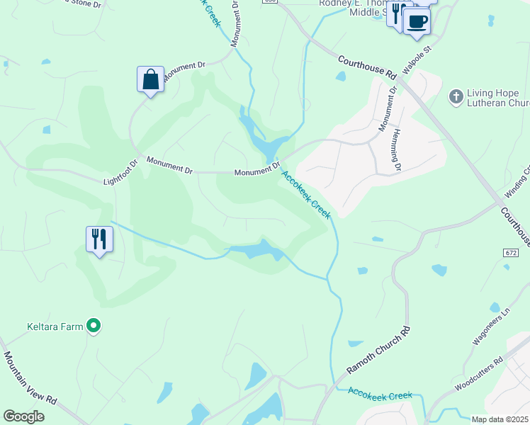 map of restaurants, bars, coffee shops, grocery stores, and more near 31 Muster Drive in Stafford